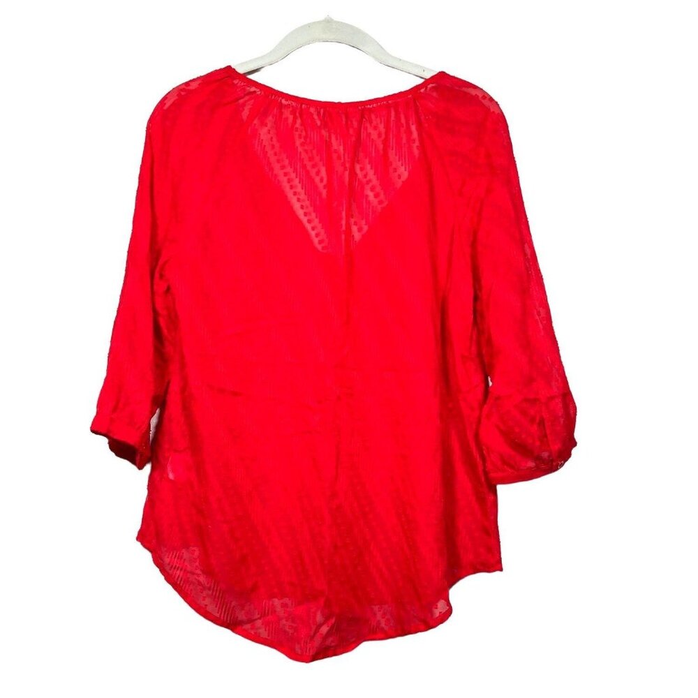 St. John's Bay Red Textured Sheer Blouse - Medium